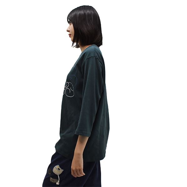 drug store's 16/天竺 ブタフォルムデザインロゴ ７分袖 Tシャツ(F 50