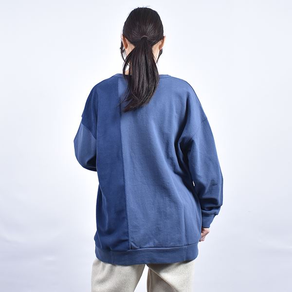 D.S.CLUB 裏毛 ボア 刺繍アップリケ 縦切り替えトレーナー(M 11
