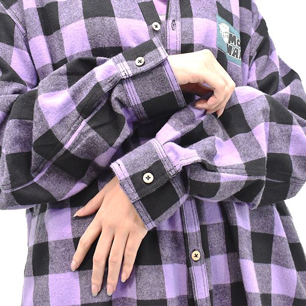 mof manul バッファローチェック バックロゴ刺繍 オーバーサイズ ビッグ シャツ ジャケット