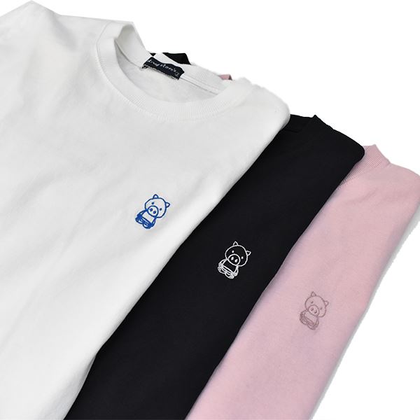 drug store's 20/ 天竺 胸OP刺繍 バックロゴプリント 7分袖 Tシャツ(3