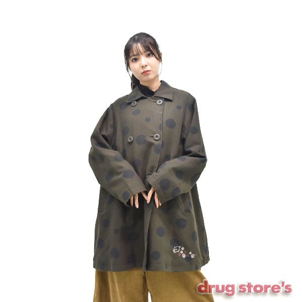 drug store's WクロスドットJQスエード 刺繍 裏付き トレンチハーフコート(3 52 カーキ): トップス | drug  store'sWEB（ドラッグストアーズウェブ）