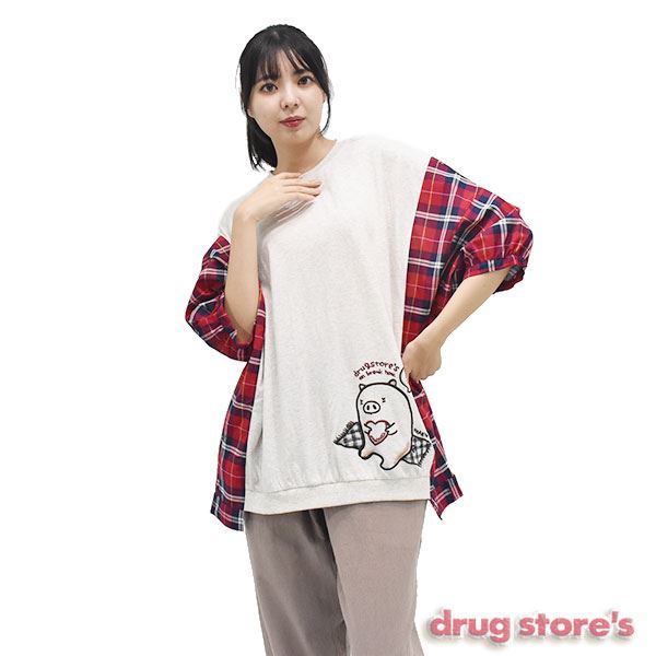 ドラッグストアーズはーとん？丈長Tシャツ - 半袖(Tシャツ)