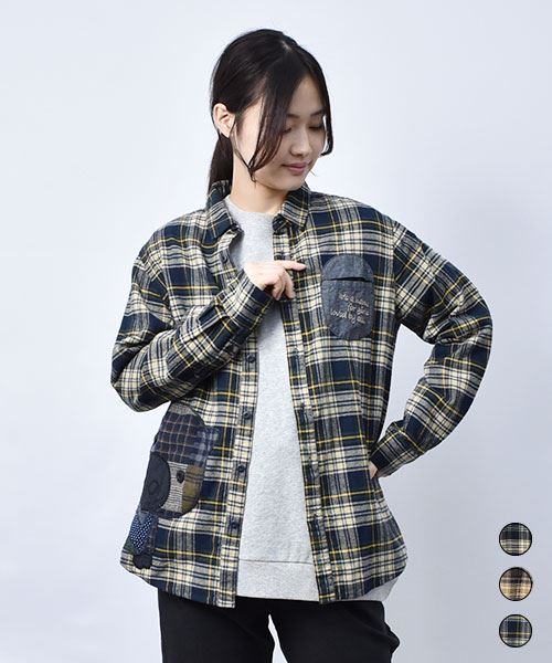 【シャツ】 パッチワーク ブタ レギュラー シャツ