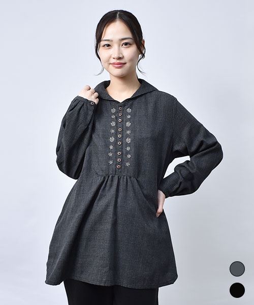 【チュニック】 グレンチェック セーラー チュニック