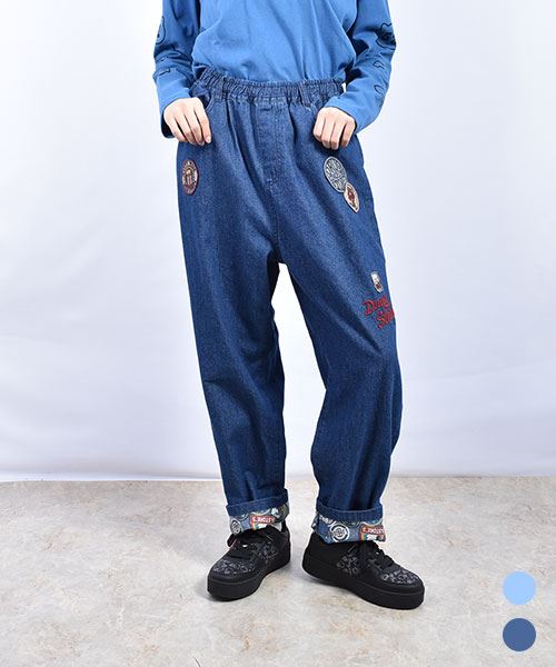 drug store's デニム ワッペン 裾プリント パンツ