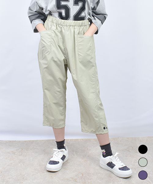 drug store's 斜め切替 ロゴプリント マチつき 7分丈 パンツ