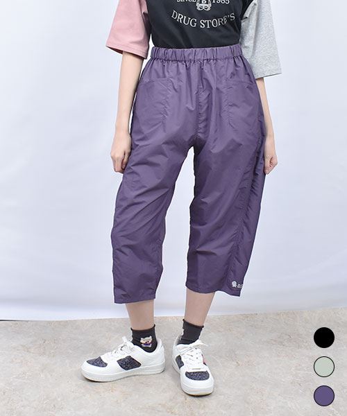 drug store's 斜め切替 ロゴプリント マチつき 7分丈 パンツ