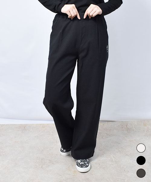 裏起毛 ストレッチパンツ ストレートワイド