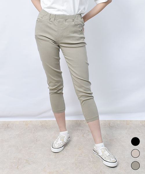 【ストパン】 ちょうちょ＆よこぶた 定番7分丈 ストレッチパンツ