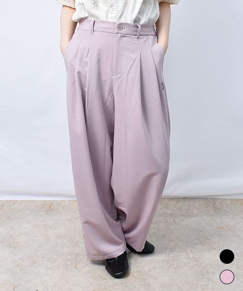 【パンツ】 前タック ストレッチツイル パンツ