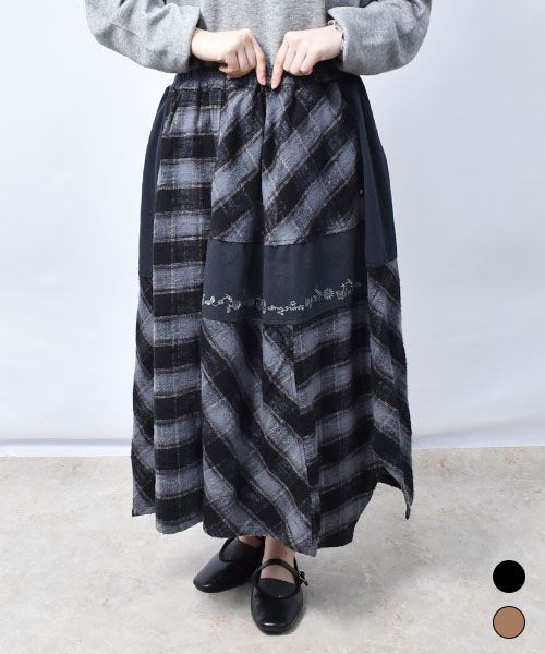 【スカート】 チェック ハギハギ スカート