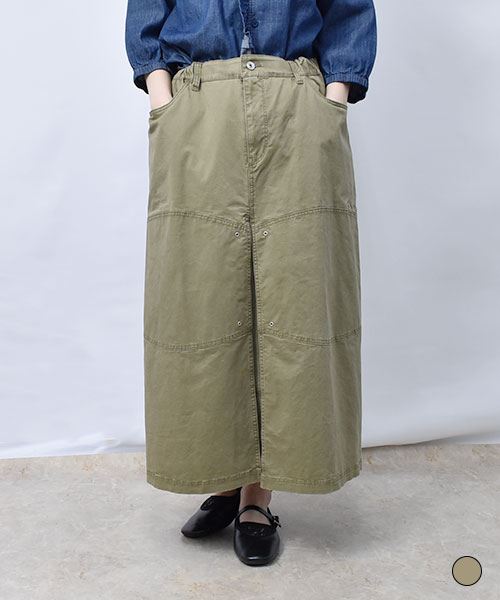 【スカート】 ロゴ刺繍 ツイル スカート