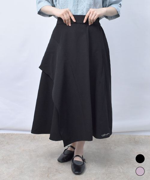 【スカート】 アシンメトリー フリル フレアスカート