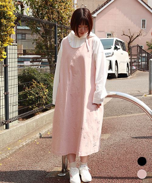 mof manul Aライン ネコプリント ジャンスカ
