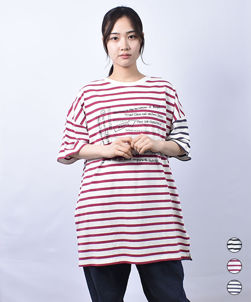 mof manul 16/-OE天竺 ボーダー 半袖 Tシャツ