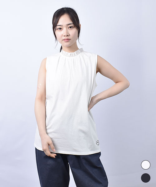 mof manul 30/-天竺 衿チュール 刺繍 タンクトップ