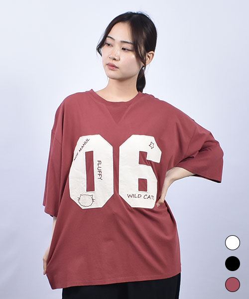 mof manul 20/-OE度詰め天竺 リブ衿 ナンバーアップリケ  T