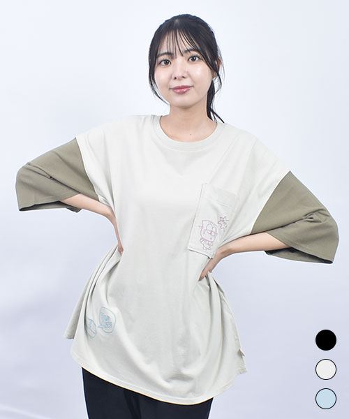 mof manul 20/-OE度詰め天竺 リブ衿 プリントT
