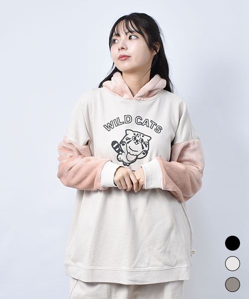 【パーカー / 裏毛】 フロッキーマヌル フリース袖 パーカー