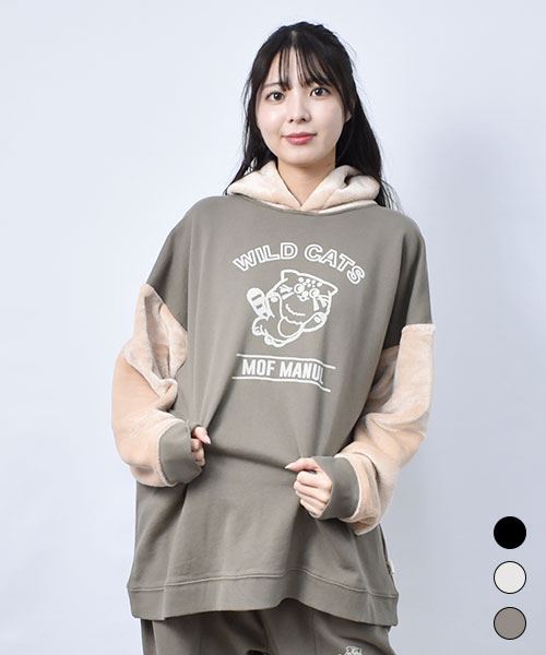 【パーカー / 裏毛】 フロッキーマヌル フリース袖 パーカー