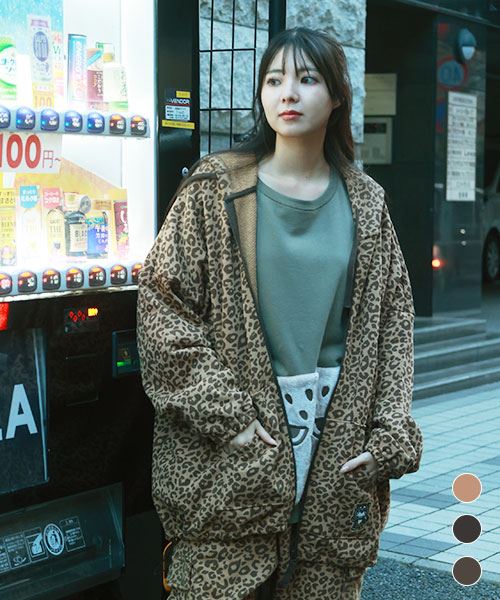 【パーカー / 裏毛】 ヒョウかぶりマヌル レオパード パーカー