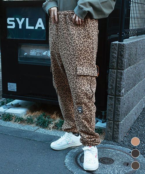 【カーゴパンツ / 裏毛】 ヒョウかぶりマヌル レオパード カーゴパンツ