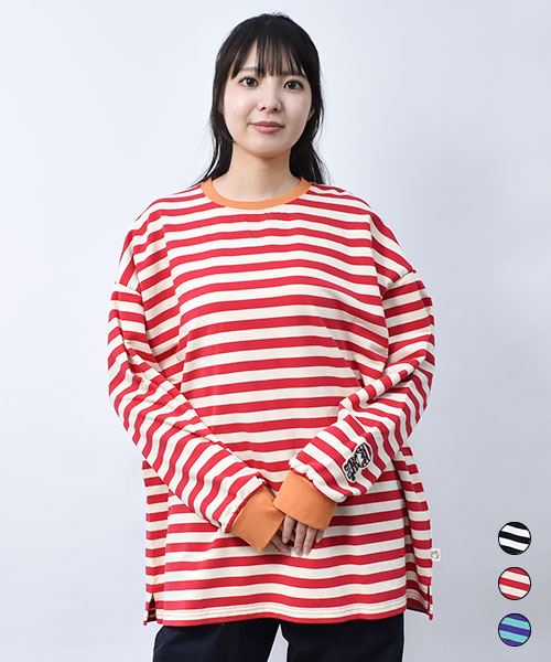 【スウェット トレーナー】 リブ ボーダー トレーナー