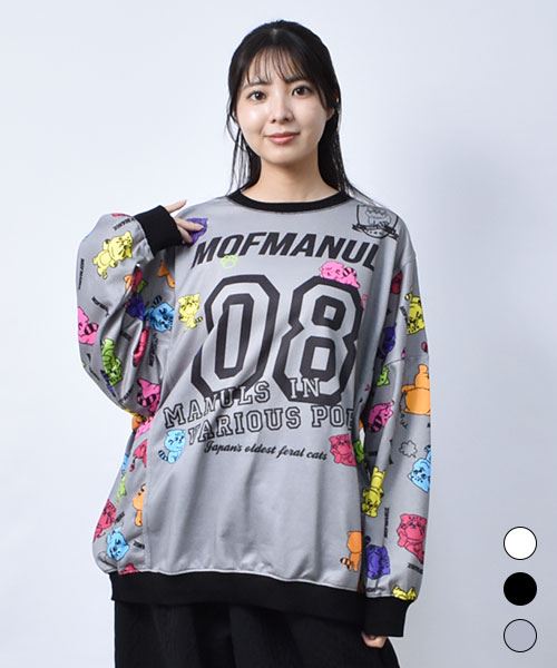 【スウェット トレーナー】 総柄 リブ トレーナー