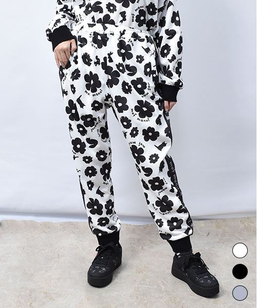 【パンツ】 総柄 ジャージ風 カットパンツ