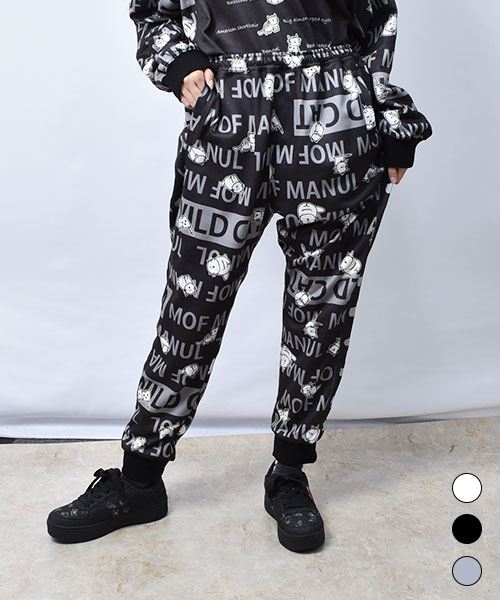 【パンツ】 総柄 ジャージ風 カットパンツ