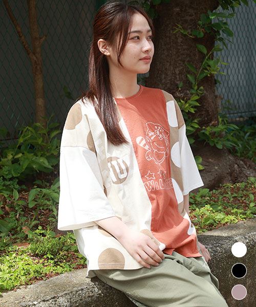 【Tシャツ】 マヌルネコ 配色切替 Tシャツ