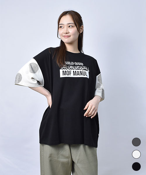 【Tシャツ】 配色ドット マヌルズ Tシャツ