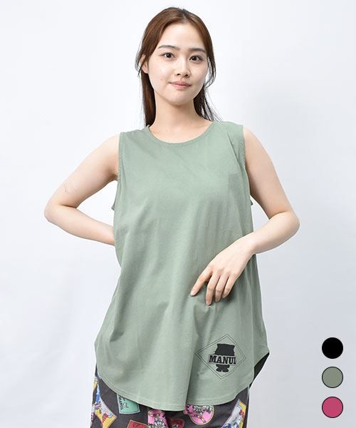 【Tシャツ】 総柄バック ノースリーブT