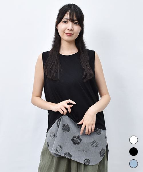 【タンクトップ】 マヌル×レース 裾プリント タンクトップ