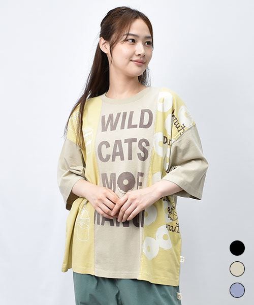 【Tシャツ】 コーヒー&ドーナツ 配色 プリント Tシャツ
