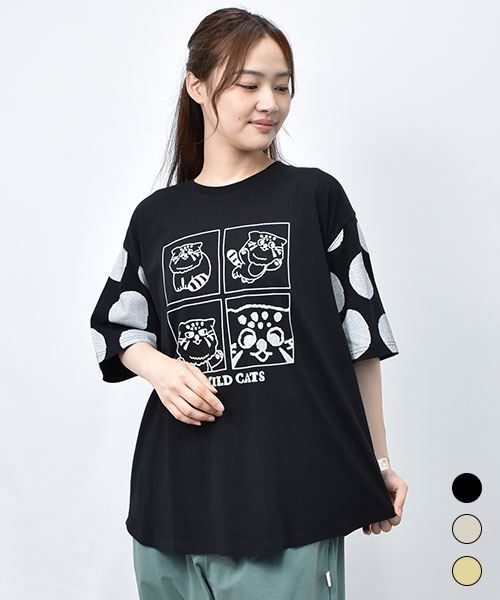 【Tシャツ】 よつまどマヌル 手描きドット プリント Tシャツ