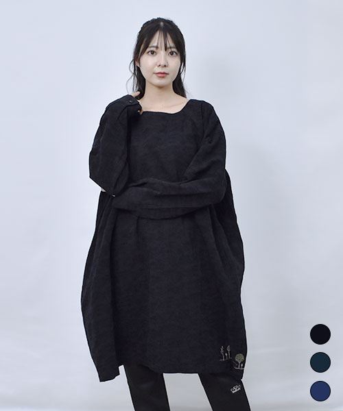 【シャツ チュニック】 ゆったり ジャガード チュニック
