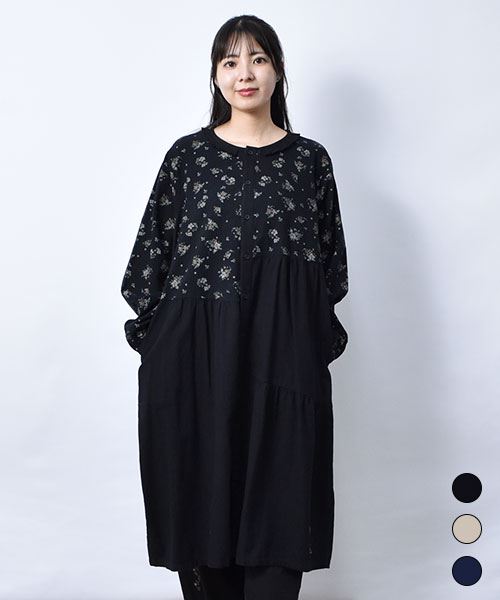 【ワンピース】 花柄 フリル ワンピース