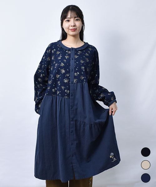 【ワンピース】 花柄 フリル ワンピース