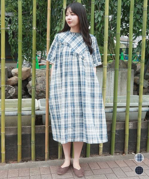 【ワンピース】 ランダム ハギハギ チェック ワンピース