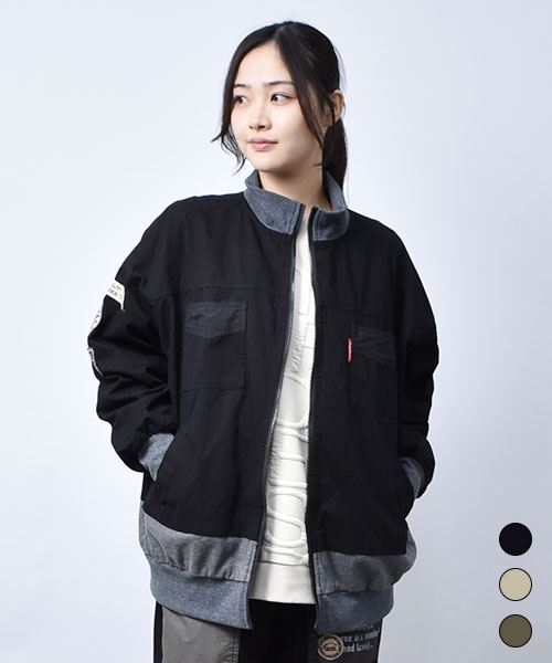 【ブルゾン】 リブ ワッペン ブルゾン