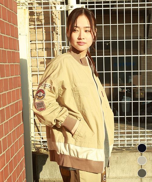 【ブルゾン】 リブ ワッペン ブルゾン