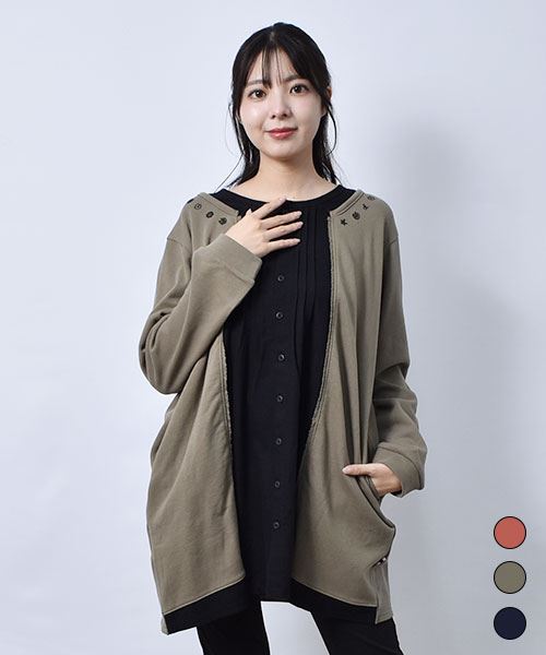 drug store's 裏毛 重ね着風 ピンタック入り トレーナーチュニック