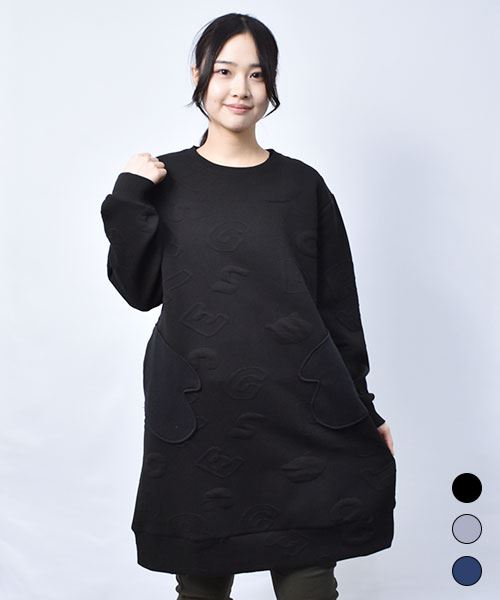 ふくれジャガード ミトンポケット チュニック