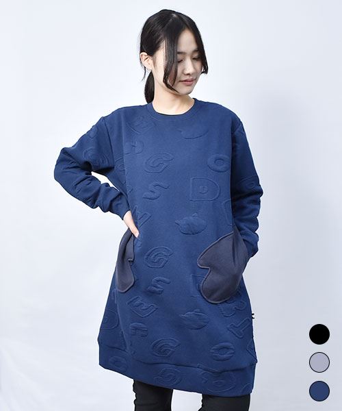 ふくれジャガード ミトンポケット チュニック