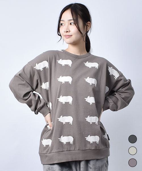【スウェット トレーナー / 裏毛】 ならびブタ トレーナー