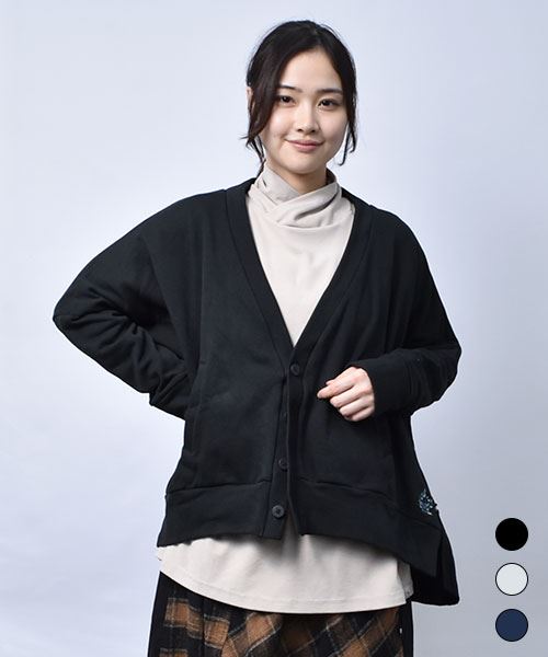【カーディガン / 裏起毛】 バック切替 カーディガン