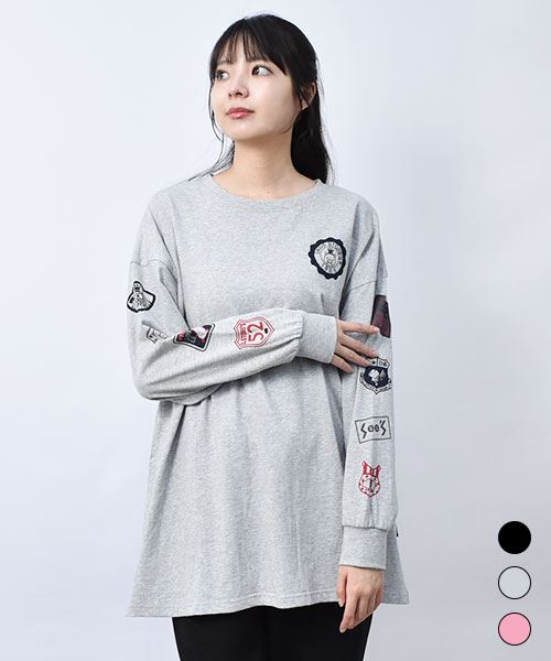 【トレーナー】 ワッペンプリント BIG ロンT