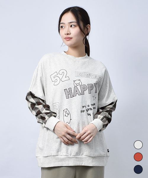 【スウェット トレーナー】 HAPPY ドルマン トレーナー