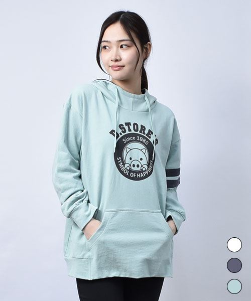 【パーカー】 スタンディ 配色 パーカー